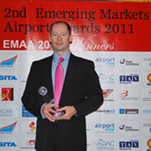 Philip Verner, Sales and Marketing Manager, CEM Systems received the awards at the Emerging Markets Airport Awards 2011 for Best Airport Security Systems.