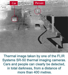 Thermal image taken by one of the FLIR Systems SR-50 thermal imaging cameras.