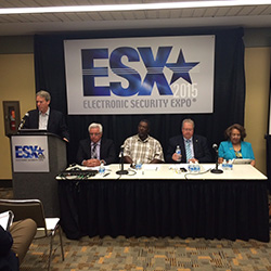 Hauhn was one of several panelists at a news conference focusing on deceptive alarm sales practices hosted by ADT Security Services at the ESX Show 