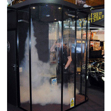 The Smoke Screen system is triggered by existing panic buttons or from wireless fobs