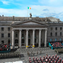 Irish President Michael D Higgins led the main ceremony on O'Connell Street 