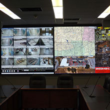 The JOC video wall comprises a 3 x 6 array of Christie FHD552-X 55-inch narrow bezel LCD panels and 11 Christie Phoenix information management system nodes.