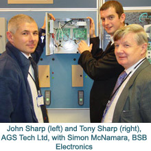 John Sharp and Tony Sharp from AGS Tech Ltd with Simon McNamara from BSB Electronics