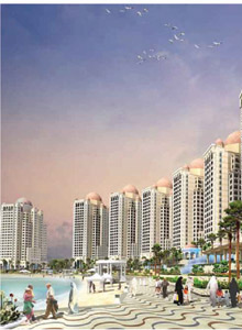 The Pearl of Qatar, a luxurious artificial island to be constructed next to Doha