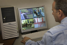 Axis Camera Station network video management software is used to manage and view live and recorded images