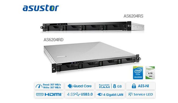 ASUSTOR launches new AS6204RS, AS6204RD rackmount models featuring Intel Braswell quad-core processors