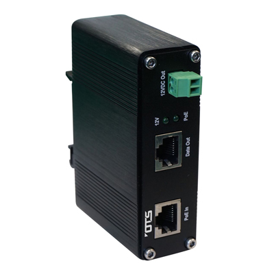 OT Systems ET-SPT12V hardened Gigabit 1-port PoE+ In + 1-port Ethernet data out PoE splitter