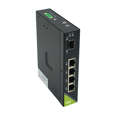 OT Systems IET4112SPpH-S-DR hardened smart 4-port 10/100Base-TX (PoE+) + 1-port 100/1000Base-FX SFP Ethernet switch