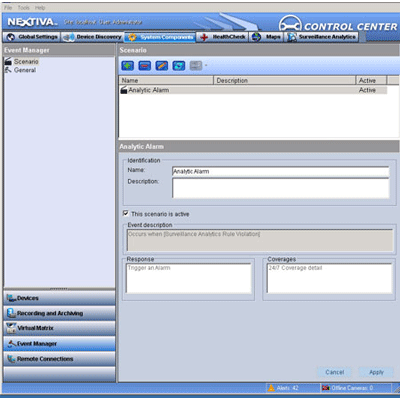 Verint Nextiva Event Manager CCTV software with automatic event notification